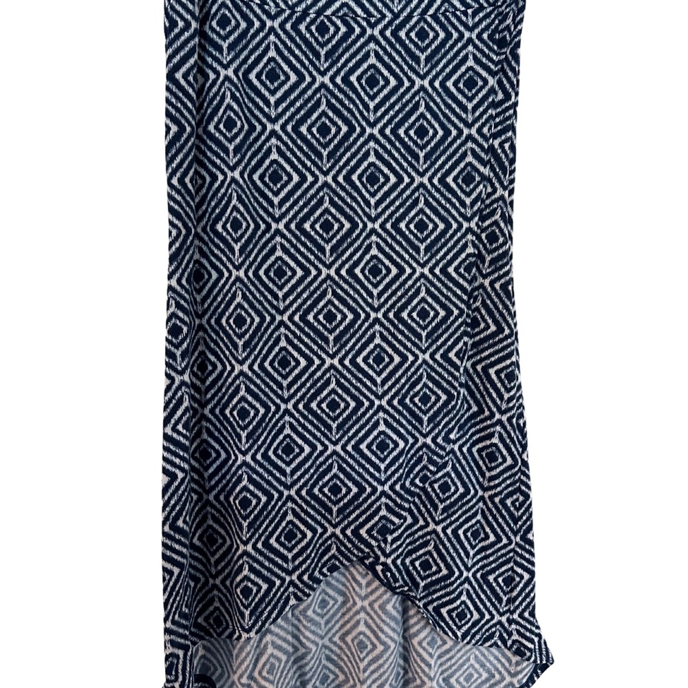 Blue and white geometric skirt